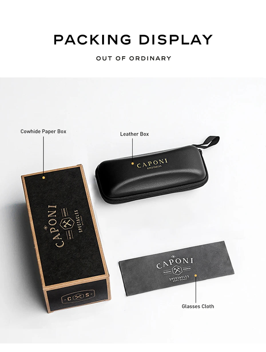 CAPONI Men Sunglasses Photochromic β Titanium Leg TR Frame Vintage Outdoor Eye Glasses Night Vision  Male Sun Glasses BSYS520