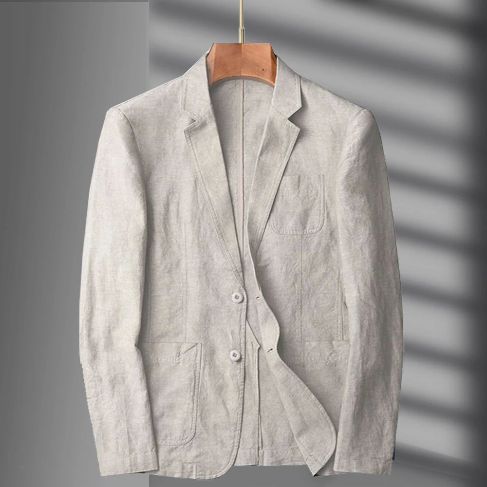 Navy Blue Linen Blazer Men Summer Casual Suit Single Jacket For Men Black Blazer Men 2023 New Casual Spring And Autumn Business
