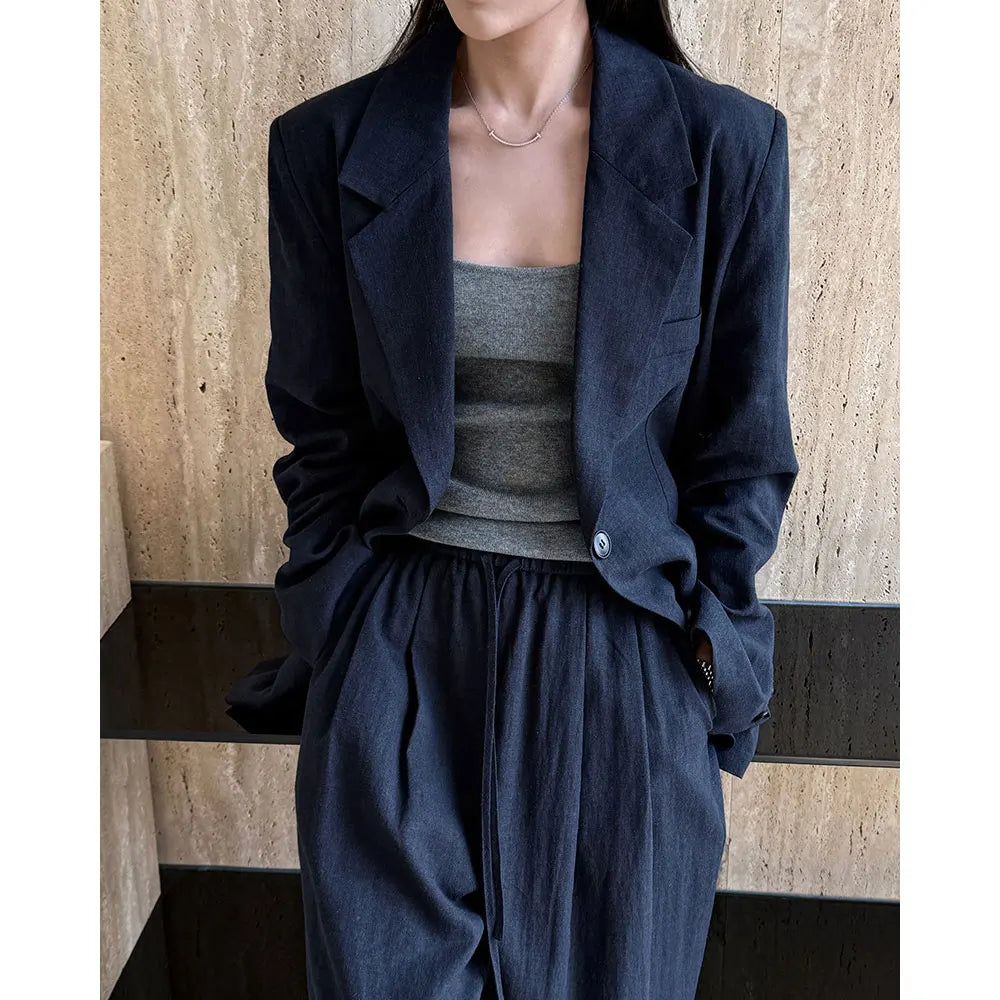 Lyocell And Linen Blended Women Autumn Blazer Coat Fashion Blazer Feminino Coat Casaco Feminino Tops For Women Clothes