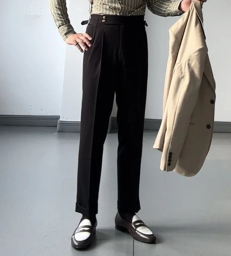 High Waist Slim Fit Business Man Suits Pants Summer 2025 Cheap Elegant Fashion Chinese Homme Up Straight Suit Trousers for Men