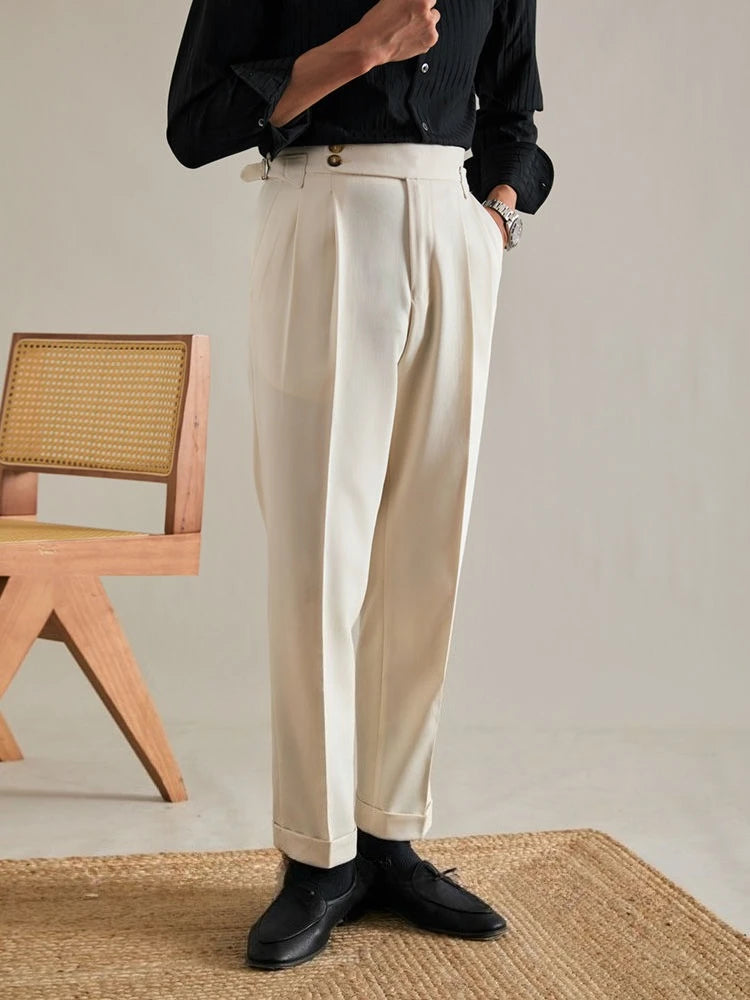High Waist Slim Fit Business Man Suits Pants Summer 2025 Cheap Elegant Fashion Chinese Homme Up Straight Suit Trousers for Men