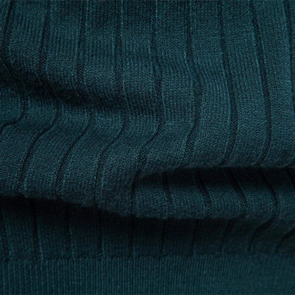 AIOPESON Men's Turtleneck Sweater Solid Color with Striped Pullover Warm Knitwear Winter Basic Casual High Quality Sweater Male