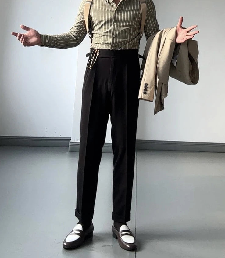 High Waist Slim Fit Business Man Suits Pants Summer 2025 Cheap Elegant Fashion Chinese Homme Up Straight Suit Trousers for Men