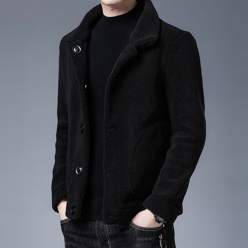 Men's Autumn and Winter Reversible PU Leather Jacket/plush Leather Jacket Large Size M-5XL with Warm Thickened Leather Coat