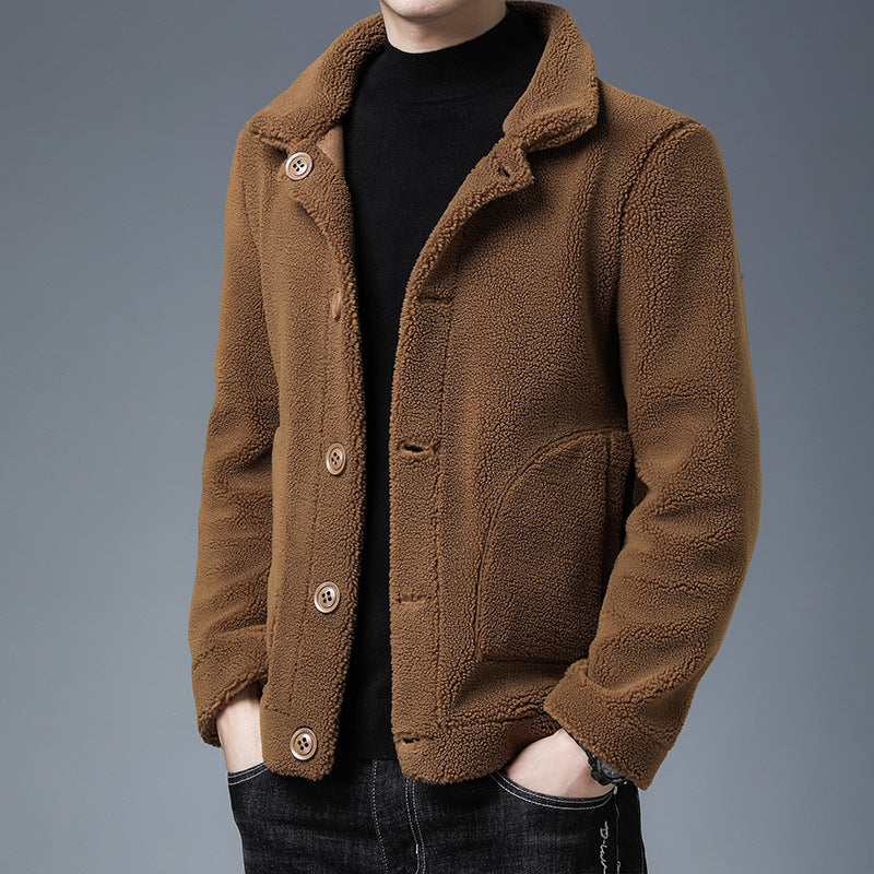 Men's Autumn and Winter Reversible PU Leather Jacket/plush Leather Jacket Large Size M-5XL with Warm Thickened Leather Coat