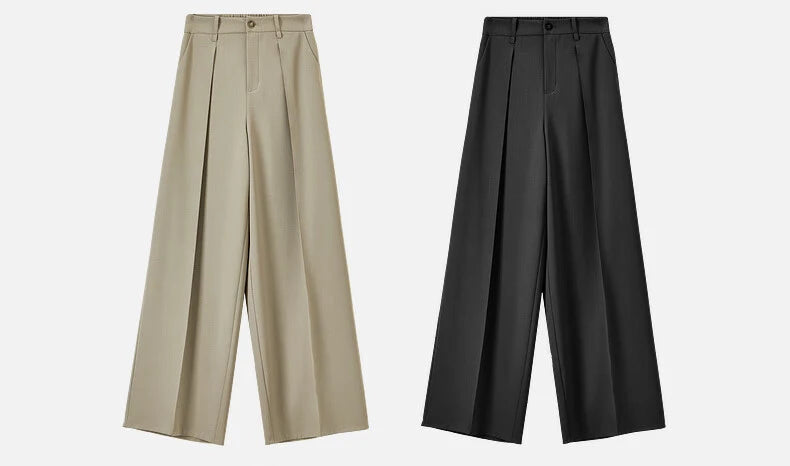 SENTUBILA Women's Tailored Trousers Formal Solid High-waist Folds Twill Workwear Pockets Full-length Pants 2025 Spring 151K57704