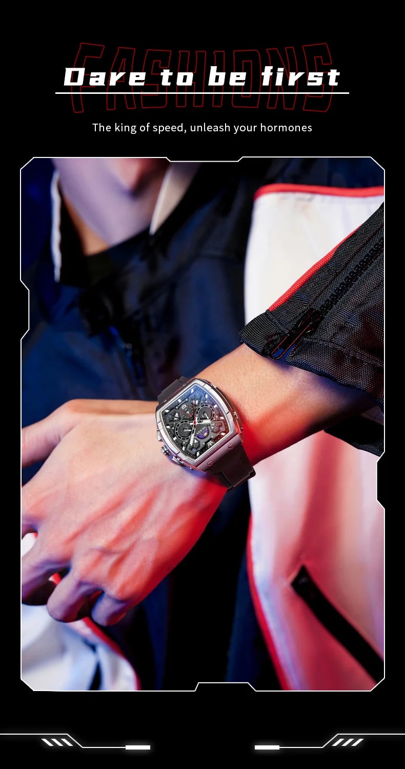 OLEVS 2942 Luxury Chronograph Quartz Watch For Men 44mm Big Dial Moon Phase Hand Clock Date Waterproof Original Fashion Watches