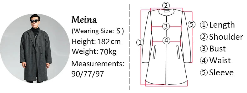 Nerazzurri Autumn Winter Grey Warm Fluffy Woolen Coat for Men Double Breasted Loose Casual Korean Fashion Wool & blends Coat