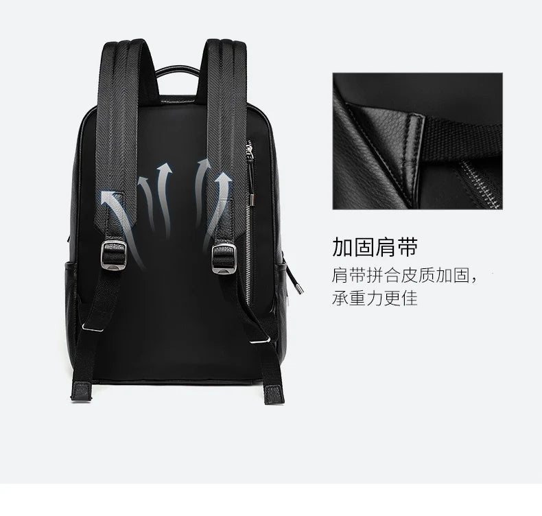 BISON DENIM New Genuine Leather Men Backpack Laptop School Backpack Bag 2025 Fashion Waterproof Travel Bag Casual Book Bag