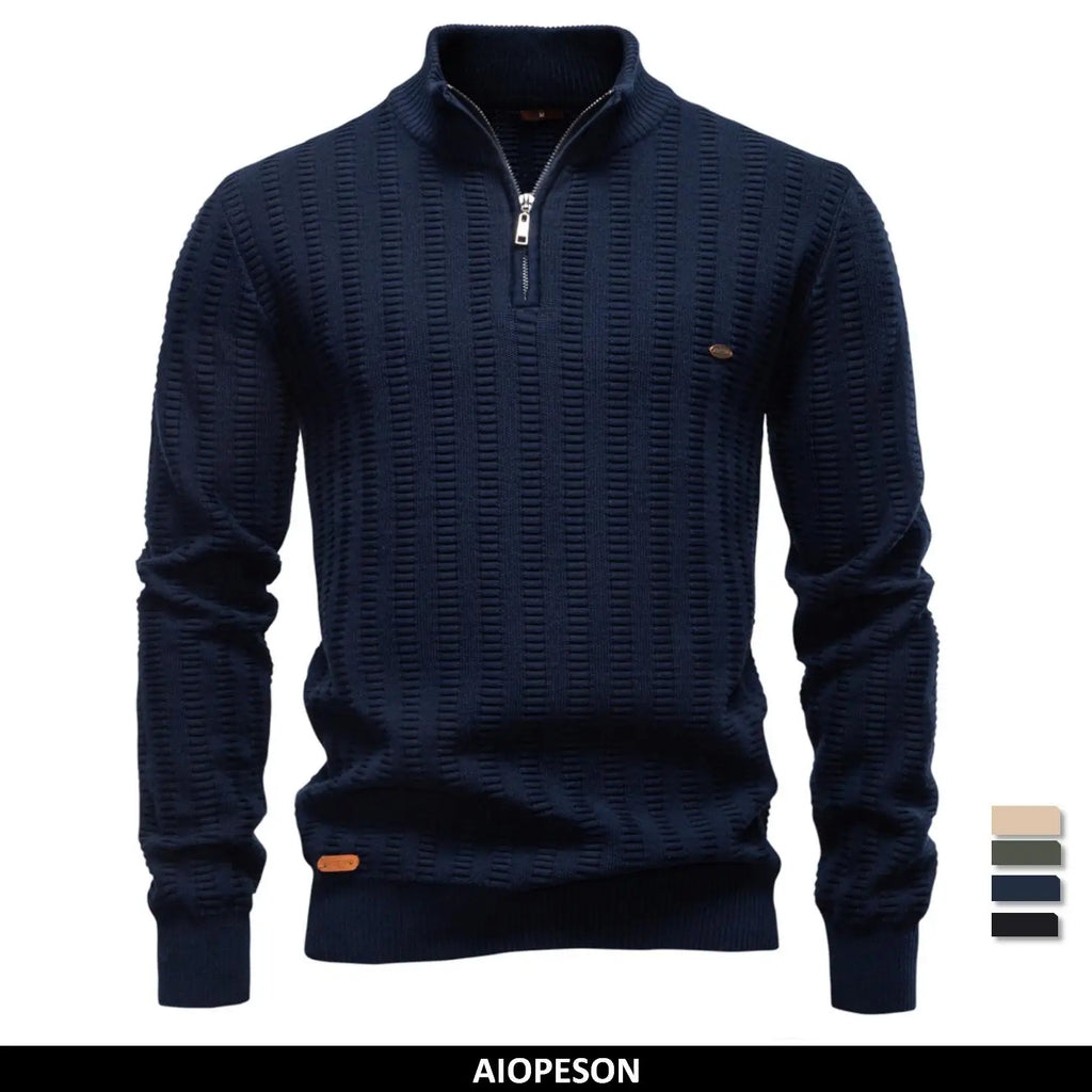 AIOPESON Luxury Striped Pullover Men Old Money Style Cotton Knitwear Thick Warm Crew Neck Winter Social Sweater Male