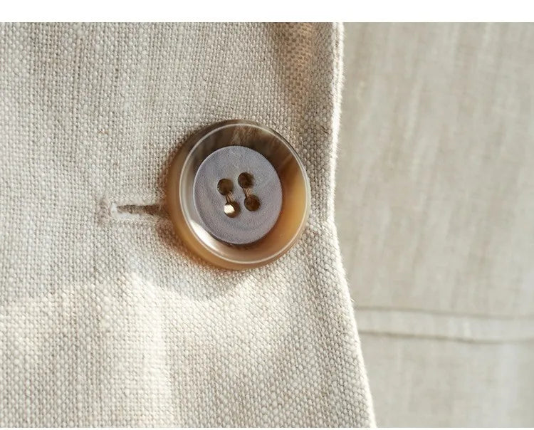 Natural Raindrop Linen Oversize Suit Jacket Women's Boyfriend Style Casual Blazer Loose Shape Top（No Shoulder Pads）