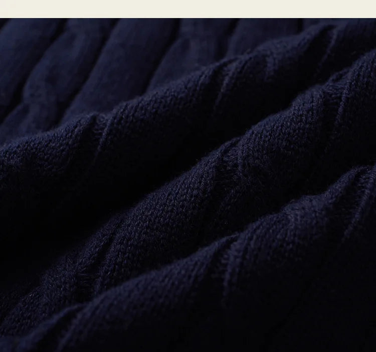 Autumn and winter retro half turtleneck zipper cashmere sweater men's loose pullover cable knit sweater coat trend