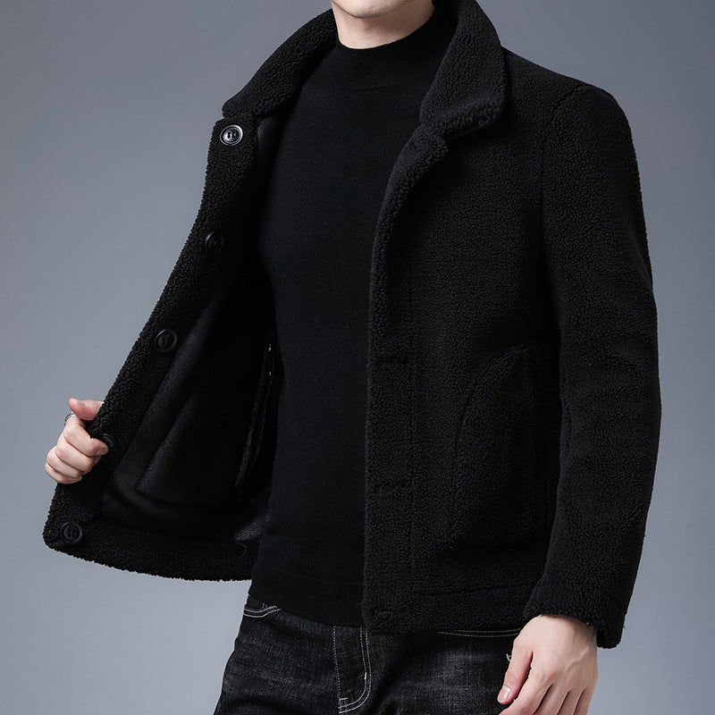 Men's Autumn and Winter Reversible PU Leather Jacket/plush Leather Jacket Large Size M-5XL with Warm Thickened Leather Coat