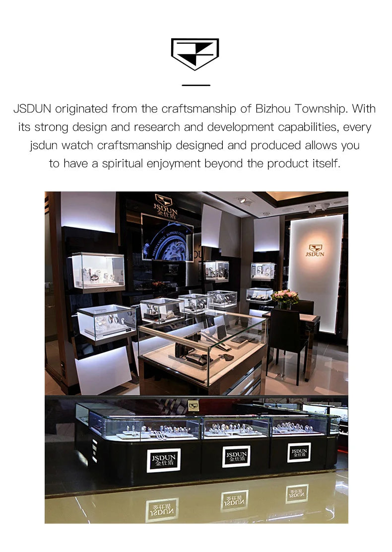 JSDUN 8921 Men's Watch Fashionable and Minimalist Business Waterproof Leather Strap Luxury Brand Automatic Mechanical Men Watch