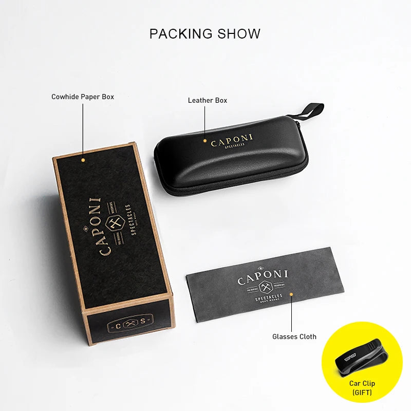 CAPONI Men Sunglasses Photochromic β Titanium Leg TR Frame Vintage Outdoor Eye Glasses Night Vision  Male Sun Glasses BSYS520
