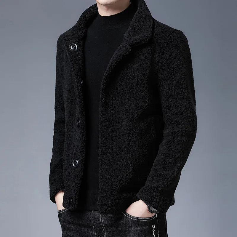 Men's Autumn and Winter Reversible PU Leather Jacket/plush Leather Jacket Large Size M-5XL with Warm Thickened Leather Coat