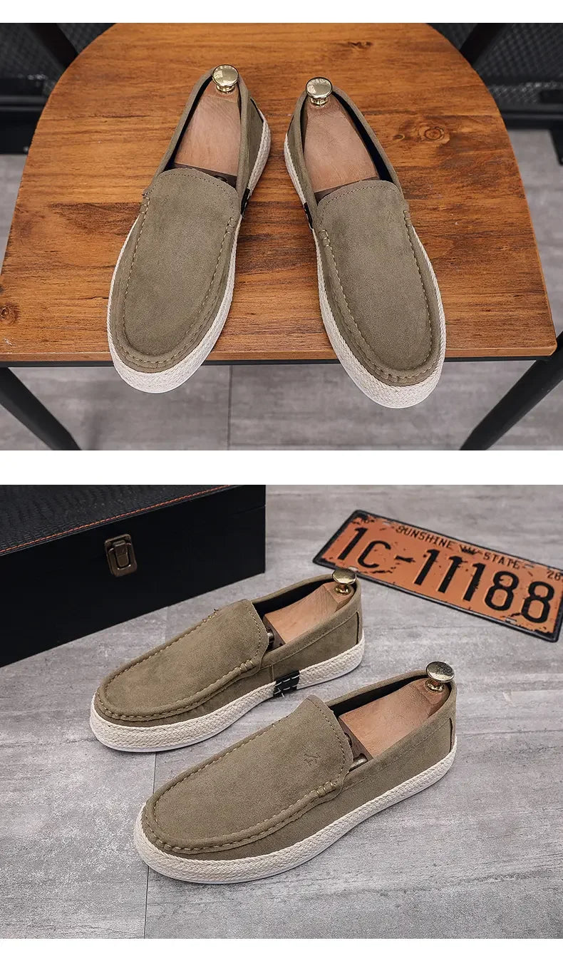 Casual Shoes for Men Fashion Men's Suede Loafers New Comfortable Soft Male Board Shoes Hard Wearing Men's Flats Chaussure Hommes