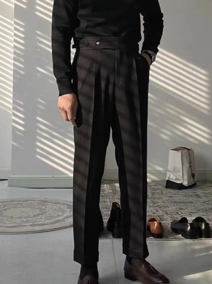 Linen Straight Business Man 9 Cropped Suits Pants Summer 2025 New in Suit Trousers for Men Fashion Luxury Spring Formal Clothes