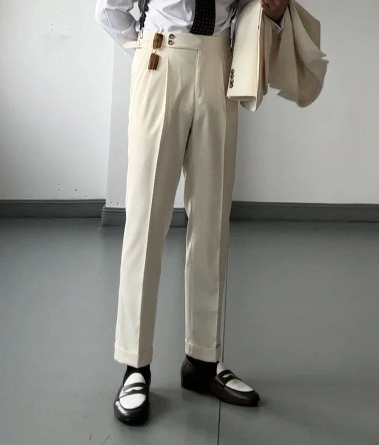 High Waist Slim Fit Business Man Suits Pants Summer 2025 Cheap Elegant Fashion Chinese Homme Up Straight Suit Trousers for Men