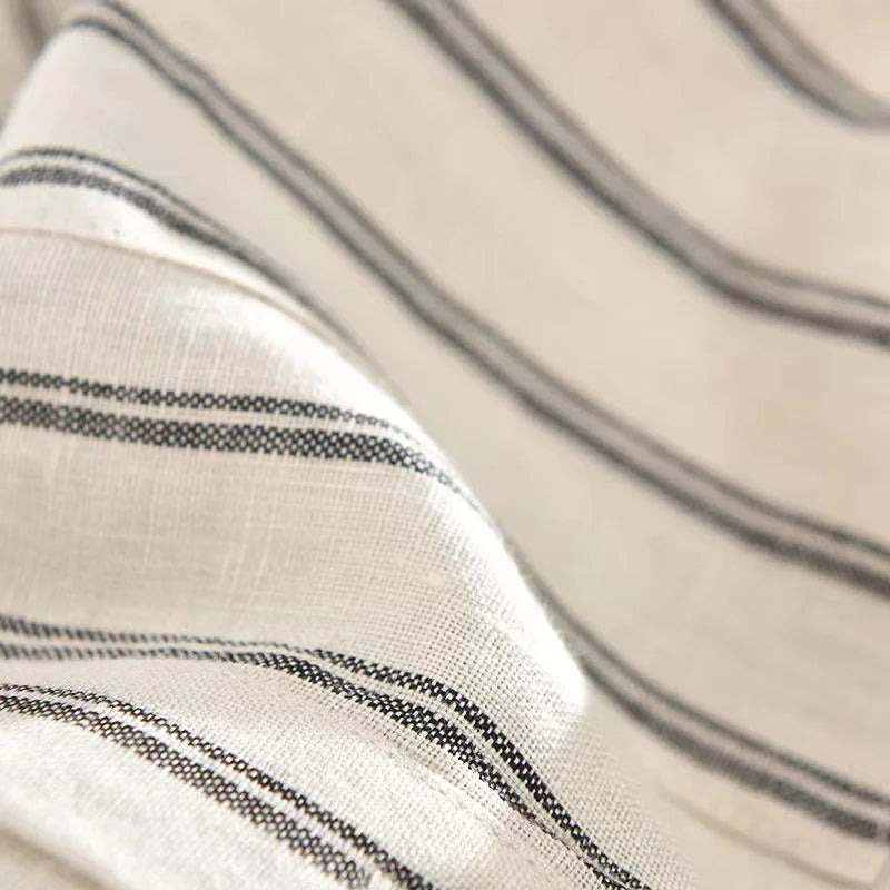 Loose Fit Linen irt Men's ort Sve Thin Striped irt Summer Lightweight f Sve Top Youth Trend Couples Wear