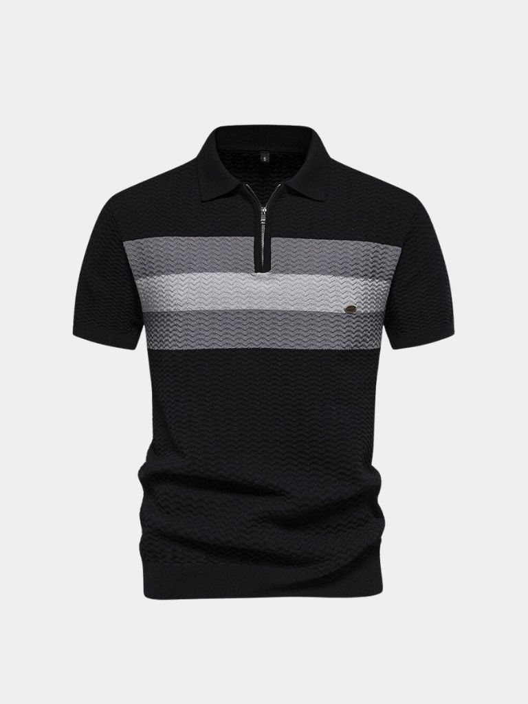 Classic Fit Quarter Zip Business Casual Short Sleeves Polo - Cross & Crown