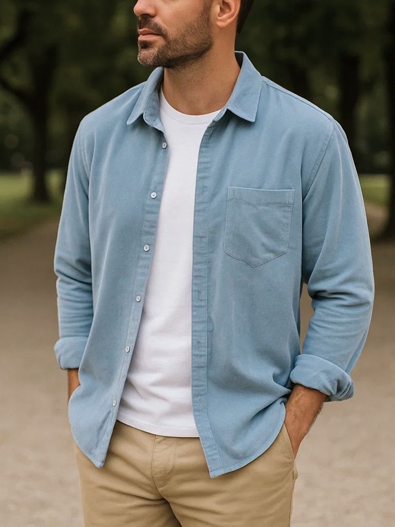 Corduroy Classic Blue Shirt - Cross & Crown