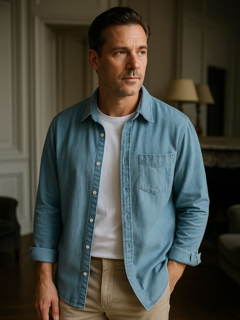 Corduroy Classic Blue Shirt - Cross & Crown