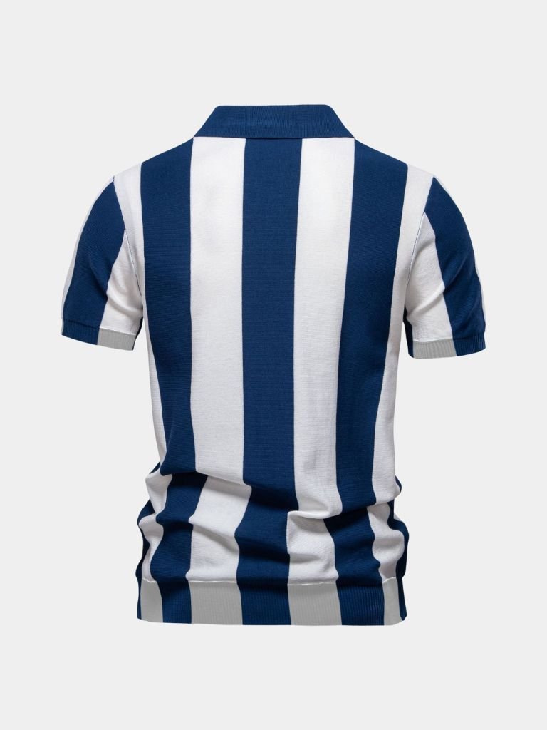 Navy Stripe Polo - Cross & Crown