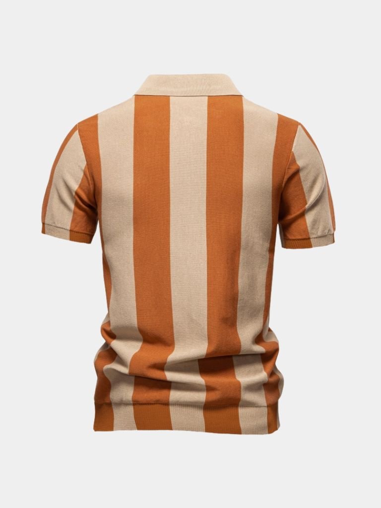 Navy Stripe Polo - Cross & Crown