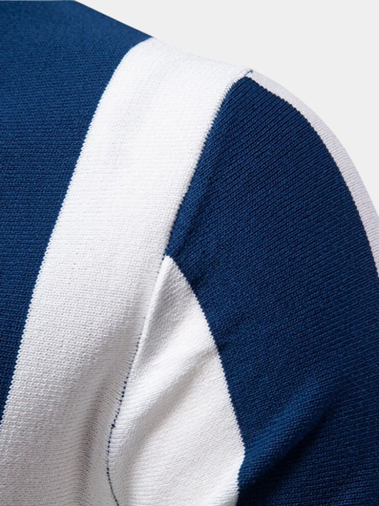 Navy Stripe Polo - Cross & Crown