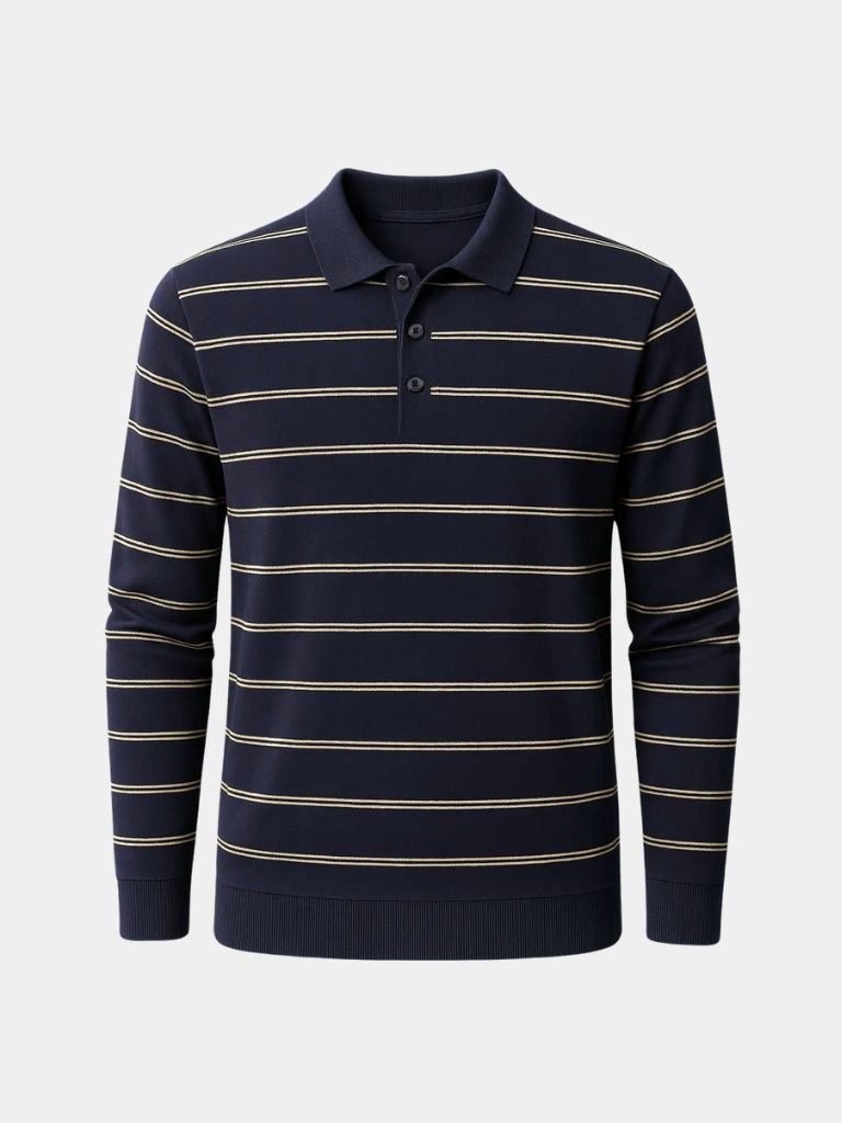 Navy Sunset Striped Polo - Cross & Crown