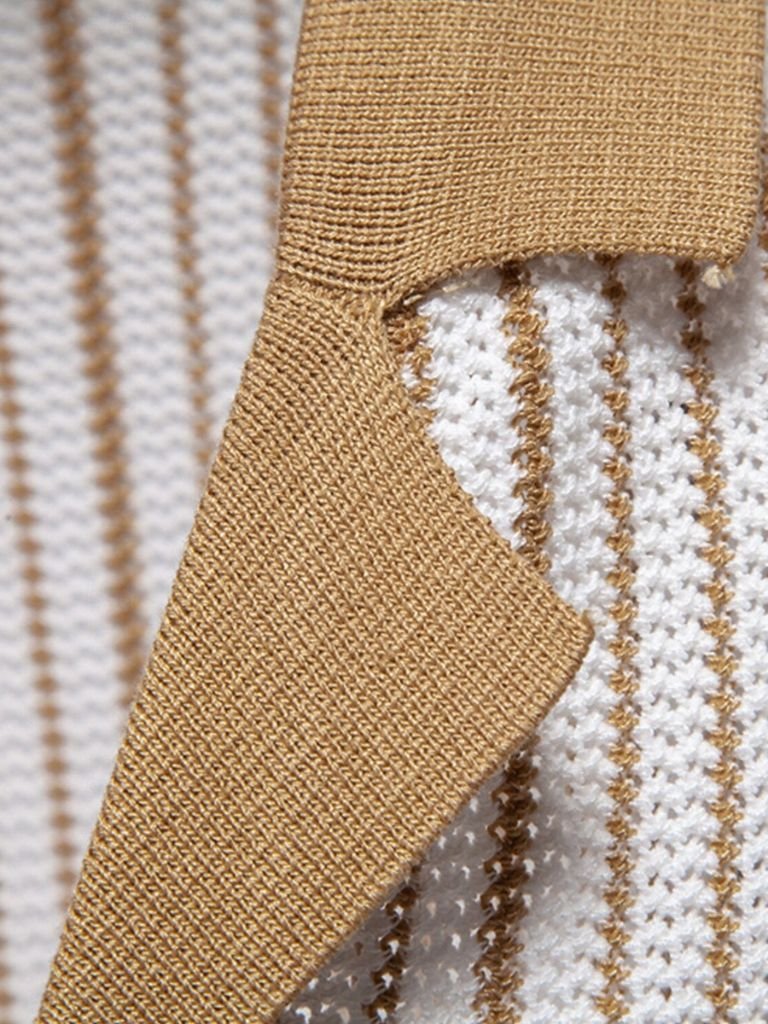 Striped Knit Polo Shirt - Cross & Crown