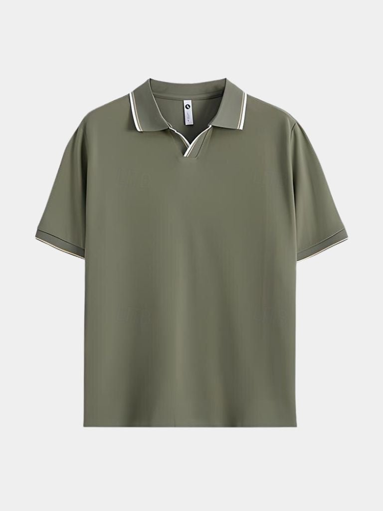 Timeless Black V-Neck Polo - Cross & Crown